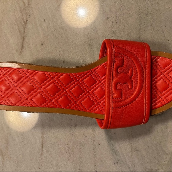 NWOB Tory Burch Fleming 50MM Slide Espadrilles Red/Orange Leather Size 7.5 - Picture 4 of 6
